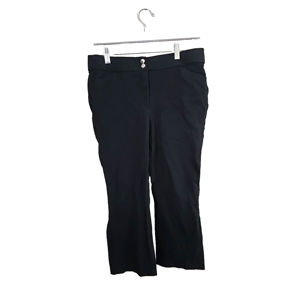 Chico's Black Straight Leg Mid Rise Career Casual Cropped Pants Womans Size 8